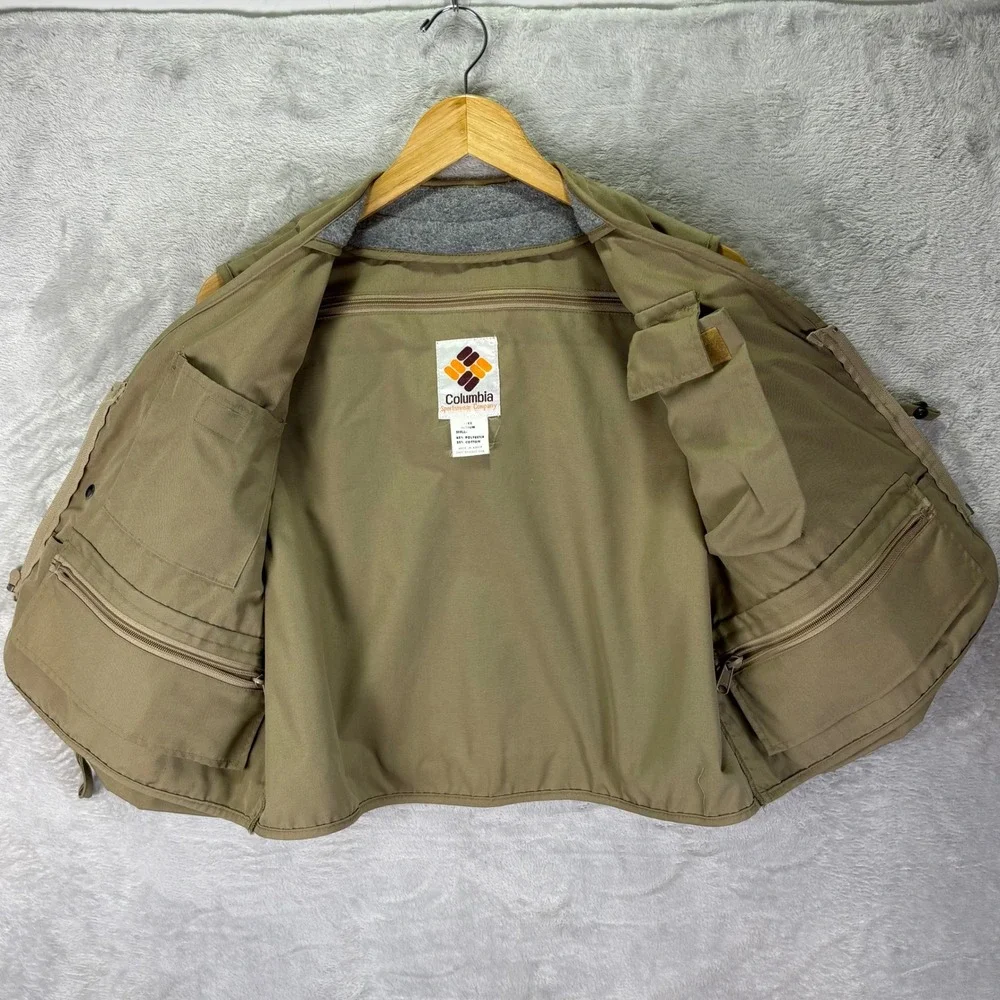 Vtg Columbia Men's Fishing Vest Khaki Multi-Pocket Utility Outdoor Sz‎ Medium